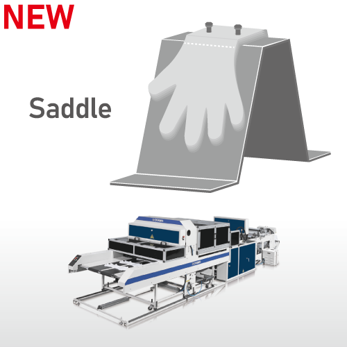 Fully Automatic High Speed Disposable Plastic Gloves Making Machine / SSD-800-HGL(Saddle)
