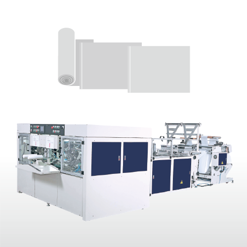 Fully Automatic High Speed 2 Lines Coreless Inter Leaved Star Seal & Bottom Seal Bag on roll Making Machine / SIR-400-L2