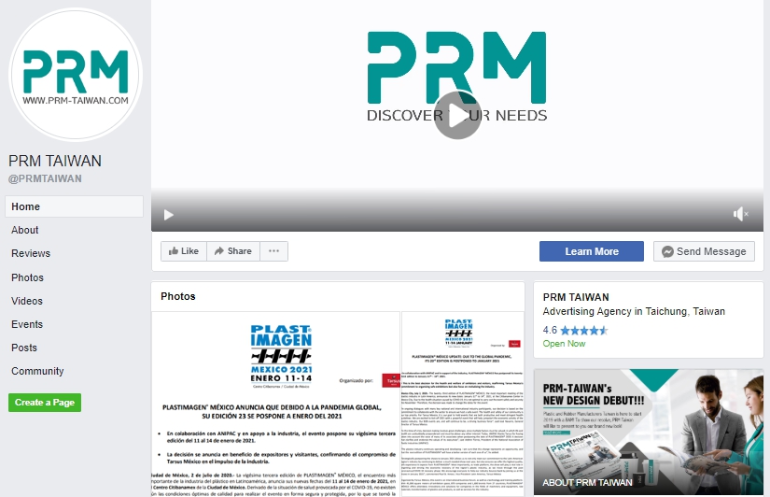 PRM-TAIWAN Facebook Page: The Most Recent Information of the Plastics and Rubber Industry!