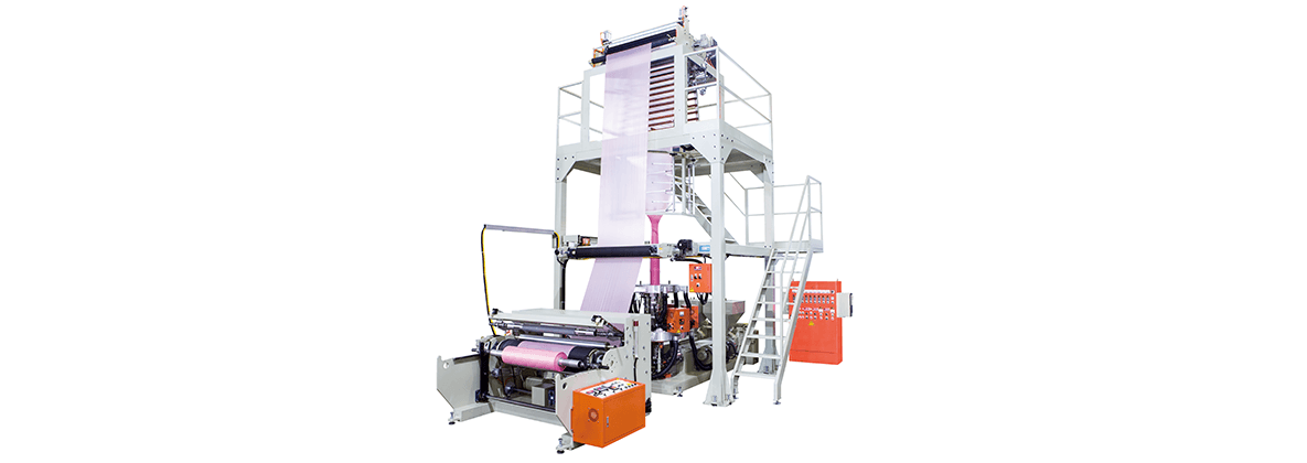 HDPE / LDPE / LLDPE (A/B/A) TWO LAYER BLOWN FILM MACHINE KMTL-50S