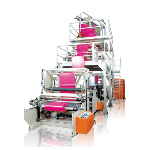 THREE LAYER BLOWN FILM EXTRUDER PLASTIC INFLATION MACHINE : KMTL-E3