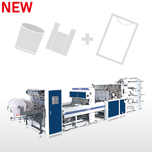 Fully Automatic 8 Tracks T-Shirt Bag & Bottom Seal Bag Making Machine with Auto-Packaging Unit-SCB-1100-L8-SVAP-4