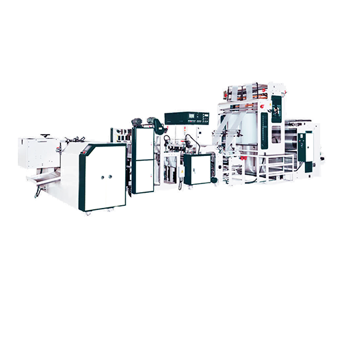 Fully Automatic Bottom Seal Bag on roll Making Machine + Heat-Slitting & Post-Gusset System