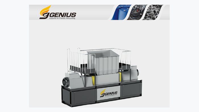 GENIUS MACHINERY Kroko Twin twin-shaft shredder for thick-walled and tough plastic scrap