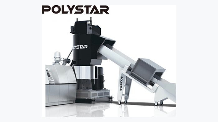 POLYSTAR Repro-Flex shredder and extruder integrated recycling machine for film and raffia