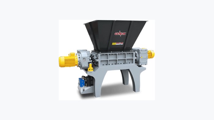 GENOX twin-shaft shredder used in solid waste and whole-plant recycling lines